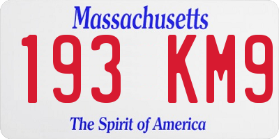MA license plate 193KM9