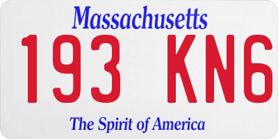 MA license plate 193KN6