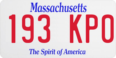 MA license plate 193KP0