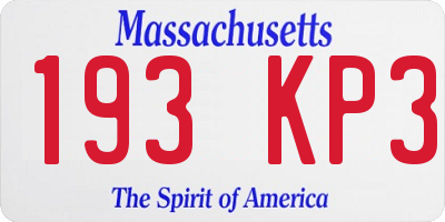 MA license plate 193KP3