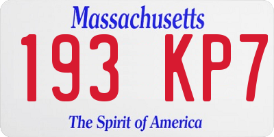 MA license plate 193KP7