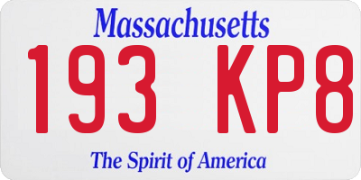 MA license plate 193KP8