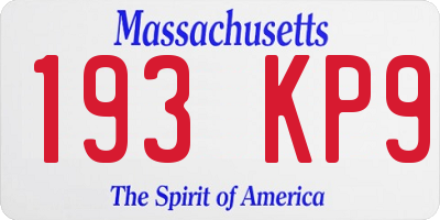 MA license plate 193KP9