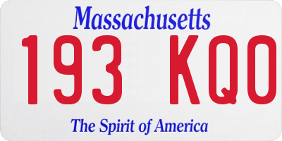 MA license plate 193KQ0