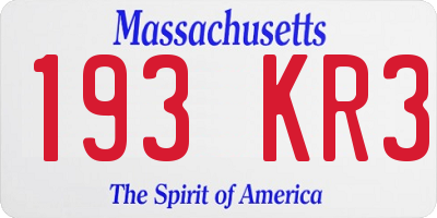 MA license plate 193KR3