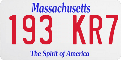MA license plate 193KR7