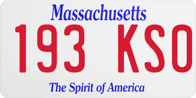 MA license plate 193KS0