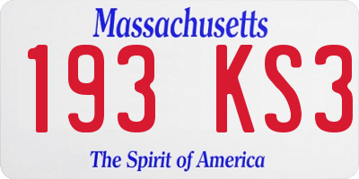 MA license plate 193KS3