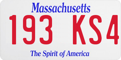 MA license plate 193KS4