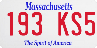 MA license plate 193KS5