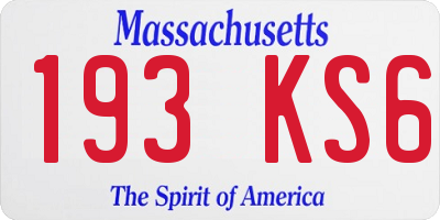 MA license plate 193KS6