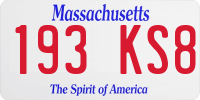 MA license plate 193KS8
