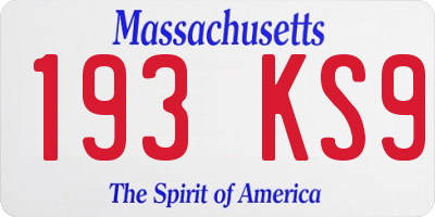 MA license plate 193KS9