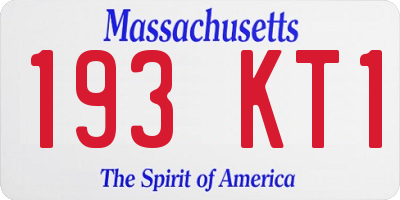 MA license plate 193KT1