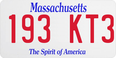 MA license plate 193KT3