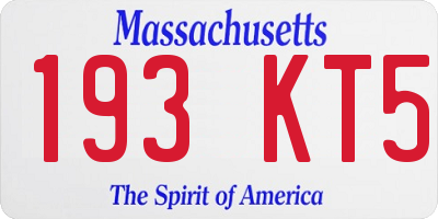 MA license plate 193KT5
