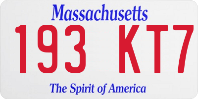 MA license plate 193KT7