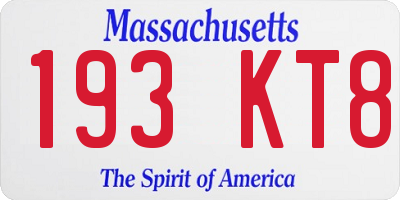 MA license plate 193KT8