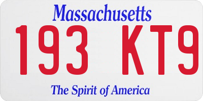 MA license plate 193KT9
