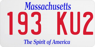 MA license plate 193KU2