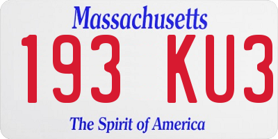 MA license plate 193KU3