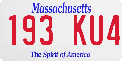 MA license plate 193KU4