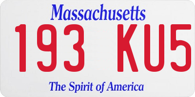 MA license plate 193KU5
