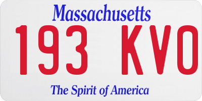 MA license plate 193KV0