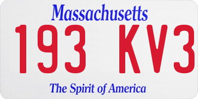 MA license plate 193KV3