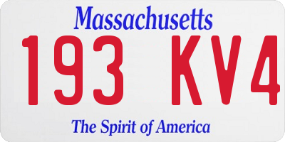 MA license plate 193KV4