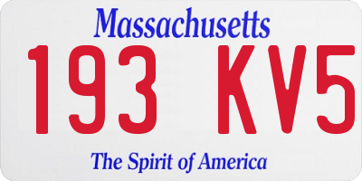 MA license plate 193KV5
