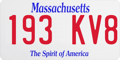 MA license plate 193KV8
