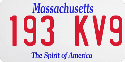 MA license plate 193KV9