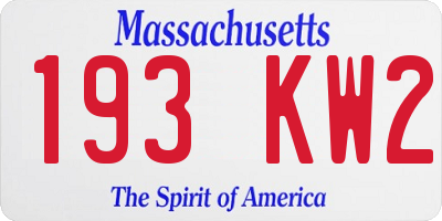 MA license plate 193KW2