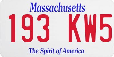 MA license plate 193KW5