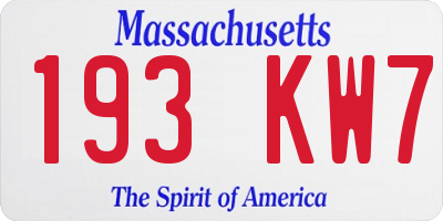 MA license plate 193KW7