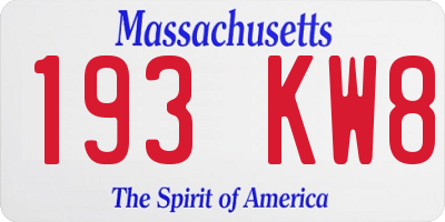 MA license plate 193KW8
