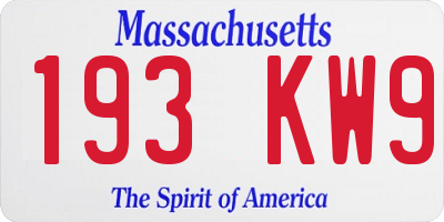 MA license plate 193KW9