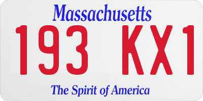 MA license plate 193KX1