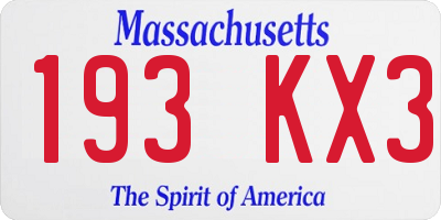 MA license plate 193KX3