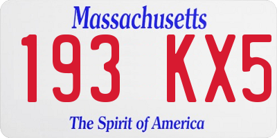MA license plate 193KX5
