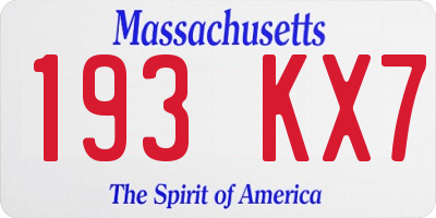 MA license plate 193KX7