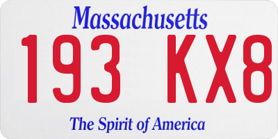 MA license plate 193KX8
