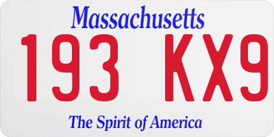 MA license plate 193KX9