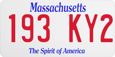 MA license plate 193KY2