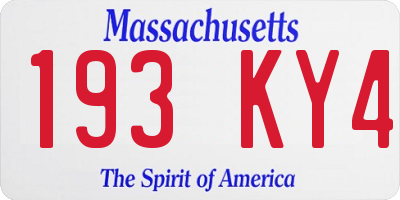 MA license plate 193KY4