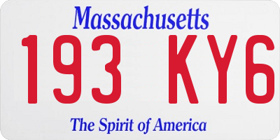 MA license plate 193KY6