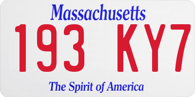 MA license plate 193KY7
