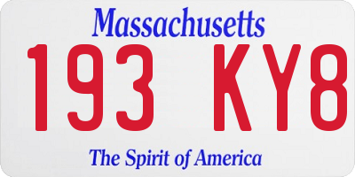 MA license plate 193KY8