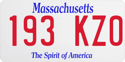 MA license plate 193KZ0